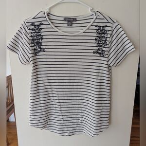 Striped and embroidered t shirt